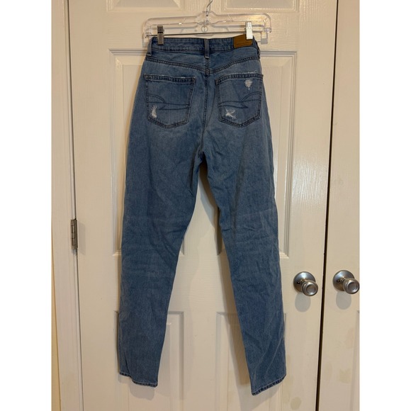 American Eagle Ripped Mom Jeans High Waisted Comfort Stretch Denim Size 0 - Picture 4 of 4